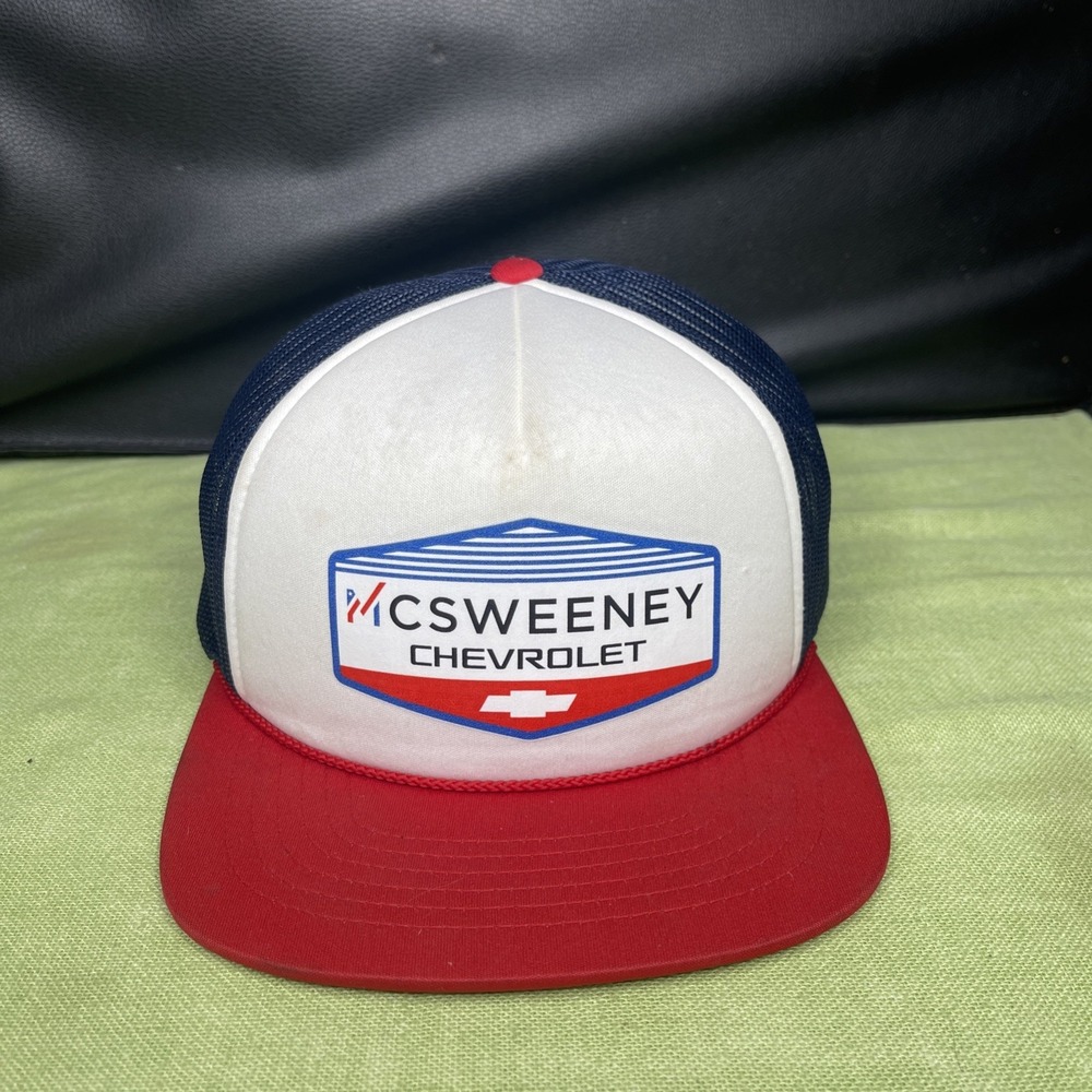 McSweeney Chevrolet Richardson 113 Trucker Hat Snapback Red White Blue